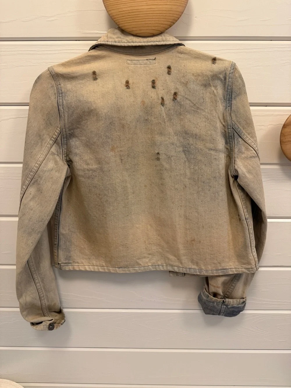 RARE Vintage Ralph Lauren Distressed Denim Jacket With Bullet Holes - Picture 1 of 4